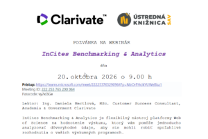 20. 10. 2026 – InCites Benchmarking and Analytics